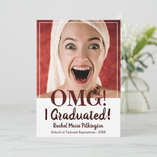 Funny Custom Photo Afstuderen Aankondiging (Staand voorkant)