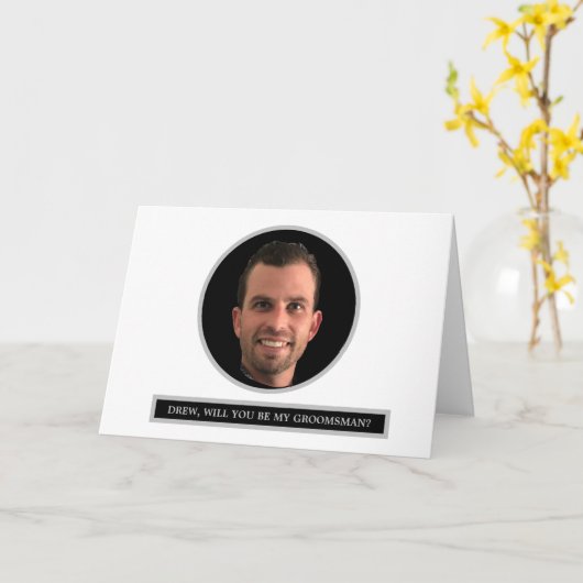 FUNNY Custom Photo Groomsman proposal Gift Kaart (Gele Bloem)