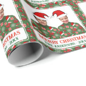 Funny Custom Photo Merry Kerstly Ugly Sweater Cadeaupapier (Rol Hoek)
