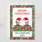 Funny Custom Photo Merry Kerstly Ugly Sweater Feestdagenkaart (Voorkant)