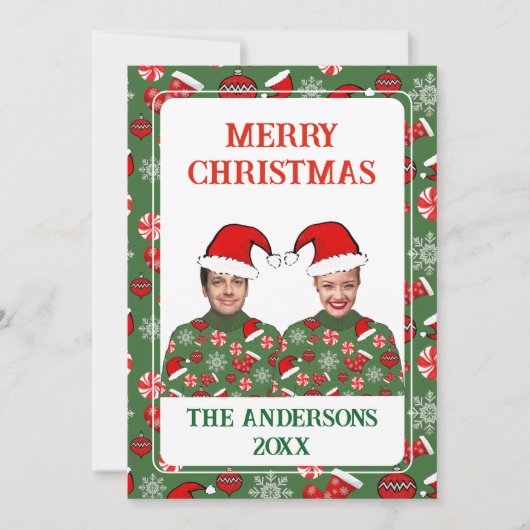 Funny Custom Photo Merry Kerstly Ugly Sweater Feestdagenkaart (Voorkant)