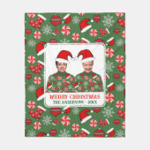 Funny Custom Photo Merry Kerstly Ugly Sweater Fleece Deken (Voorkant)