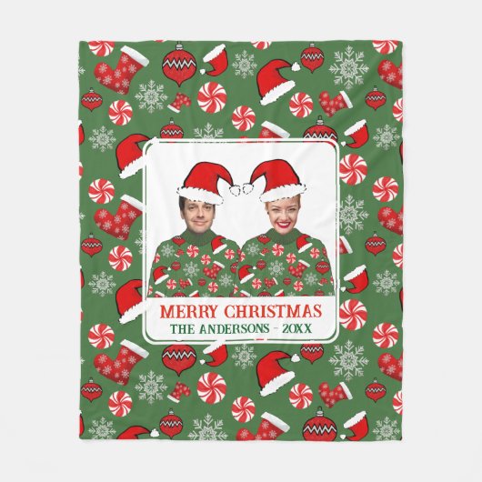 Funny Custom Photo Merry Kerstly Ugly Sweater Fleece Deken (Voorkant)