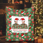 Funny Custom Photo Merry Kerstly Ugly Sweater Fleece Deken