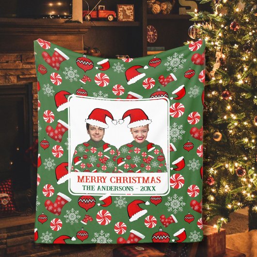 Funny Custom Photo Merry Kerstly Ugly Sweater Fleece Deken