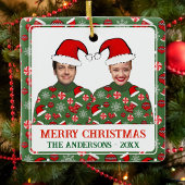 Funny Custom Photo Merry Kerstly Ugly Sweater Keramisch Ornament
