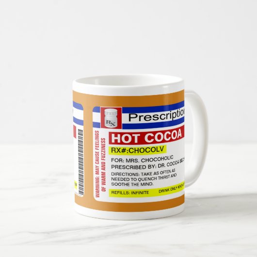 Funny Custom Prescription Hot Cocoa Chocolate Mok (Voorkant rechts)