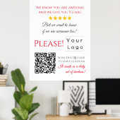 Funny Custom QR Code Business Logo Review rood Poster (Thuiskantoor)