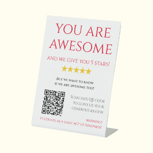 Funny Custom QR Code Business Logo Review rood Reclamebord Met Voetstuk
