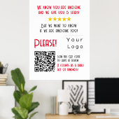 Funny Custom QR Code Business Logo Review unique Poster (Thuiskantoor)