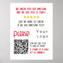 Funny Custom QR Code Business Logo Review unique Poster