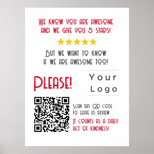 Funny Custom QR Code Business Logo Review unique Poster (Voorkant)