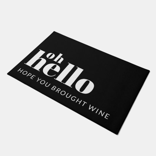 Funny Custom Quote Hallo Black and White Welcome Deurmat (Schuin)