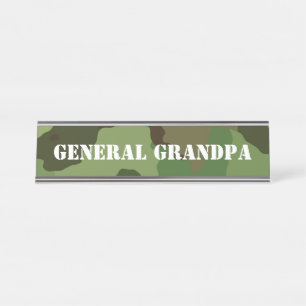 Funny Custom Text Camouflage General Grandpa Bureau Naambordje