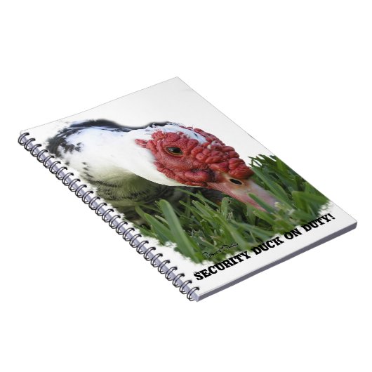 Funny Custom Text Security Muscovy Duck Foto Notitieboek (Rechterzijde)