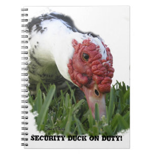Funny Custom Text Security Muscovy Duck Foto Notitieboek