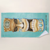 Funny Custom Tiki Beach Island Monogrammed Strandlaken (Voorkant)