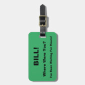 FUNNY CUSTOM WAAR JE WAS? BAGAGELABEL (Voorkant verticaal)