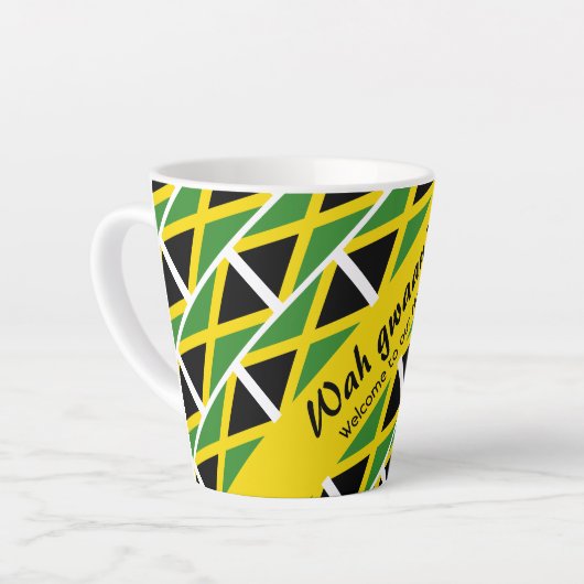 Funny Custom WAH GWAAN Jamaica Flag Latte Mok (Linkerhoek)