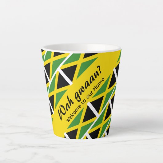 Funny Custom WAH GWAAN Jamaica Flag Latte Mok (Voorkant)