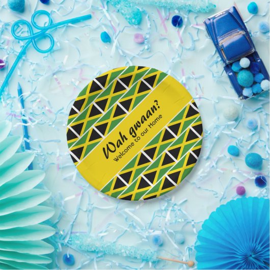 Funny Custom WAH GWAAN Jamaica Flag Papieren Bordje (Feest)