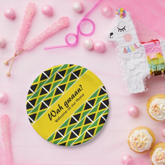 Funny Custom WAH GWAAN Jamaica Flag Papieren Bordje (Feest)