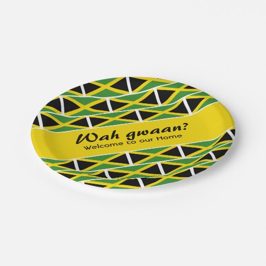 Funny Custom WAH GWAAN Jamaica Flag Papieren Bordje (Gekanteld)