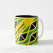 Funny Custom WAH GWAAN Jamaica Flag Tweekleurige Koffiemok (Voorkant rechts)