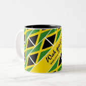 Funny Custom WAH GWAAN Jamaica Flag Tweekleurige Koffiemok (Voorkant links)