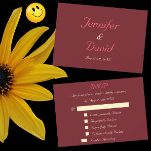 Funny Custom Wedding RSVP Invitation Kaart Marsala