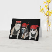 Funny, customizable Biker Cats Birthday Kaart (Gele Bloem)