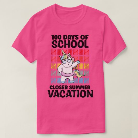 Funny Cute, 100 dagen school, dichterbij de zomerv T-shirt (Design voorkant)