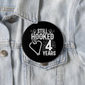 Funny Cute 4th Jubileum Couples getrouwd 4 jaar Ronde Button 4,0 Cm (In situ)