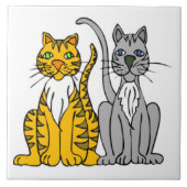 Funny Cute Alley Cats Pets Cartoon Animals Tegeltje (Voorkant)
