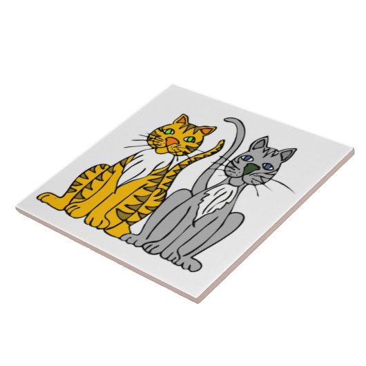 Funny Cute Alley Cats Pets Cartoon Animals Tegeltje (Zijkant)