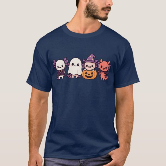 Funny Cute and Simple Axolotl in Halloween Costume T-shirt (Voorkant)