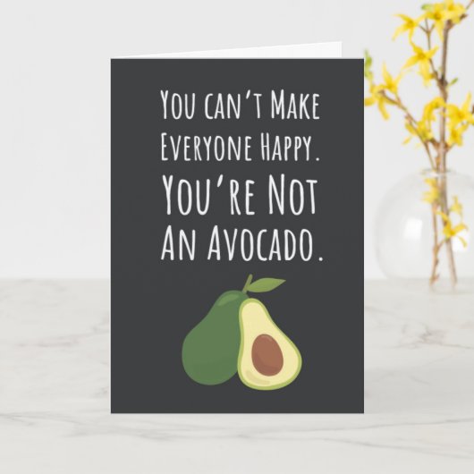 Funny Cute Avocado Cards Fruit Modern Vegan Kaart (Gele Bloem)