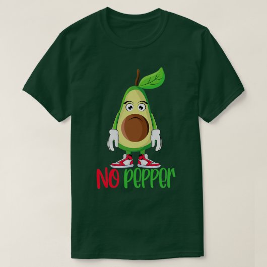 Funny Cute Avocado Guacamole No Pepper T-shirt (Design voorkant)