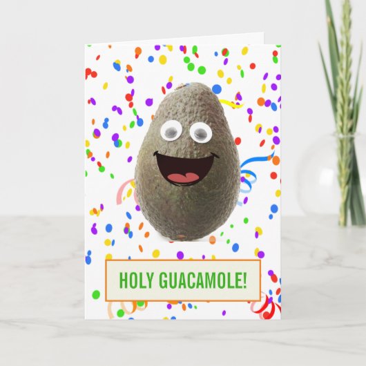 Funny Cute Avocado Heilige Guacamole Birthday Kaart (Voorkant)