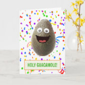 Funny Cute Avocado Heilige Guacamole Birthday Kaart (Gele Bloem)