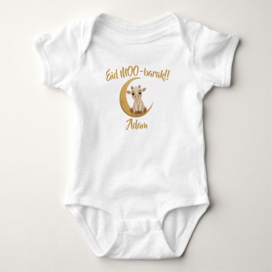 Funny cute Baby Cow Eid Adha funny Baby Name Romper (Voorkant)