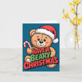 Funny Cute Bear Pun Holiday Xmas Have A Beary Chri Kaart (Gele Bloem)