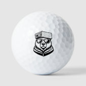 Funny Cute Bear With A Cheese Graters Hat Golfballen (Voorkant)