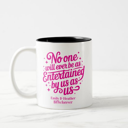 Funny Cute BFFs Bestie Swirly Friendship Tweekleurige Koffiemok (Links)