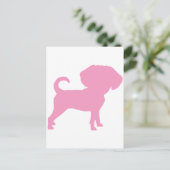 Funny Cute Big Head Puggle Dog (roze) Briefkaart (Staand voorkant)