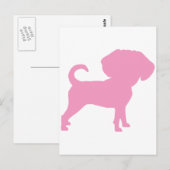 Funny Cute Big Head Puggle Dog (roze) Briefkaart (Voorkant / Achterkant)