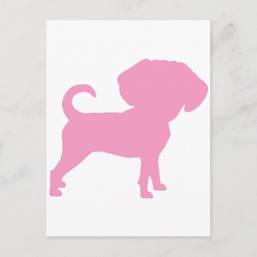 Funny Cute Big Head Puggle Dog (roze) Briefkaart (Voorkant)