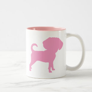 Funny Cute Big Head Puggle Dog (roze) Tweekleurige Koffiemok