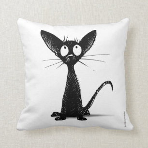 Funny Cute Black and White Cat Art Kussen