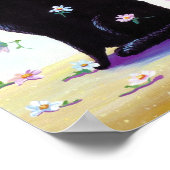 Funny Cute Black Cat Poster Daisies Creationarts (Hoek)